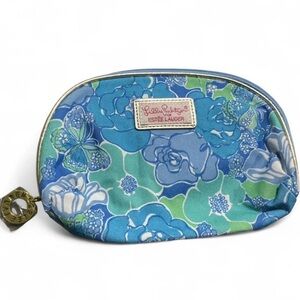 Lilly Pulitzer x Estee Lauder Blue Iconic Floral Cosmetic Bag NWOT